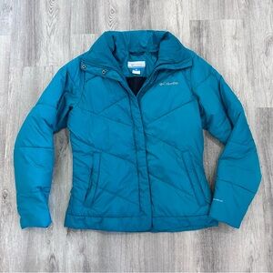 Columbia teal puffer jacket womens Medium Omni-Shield Coat Hiking Cabin Gorpcore